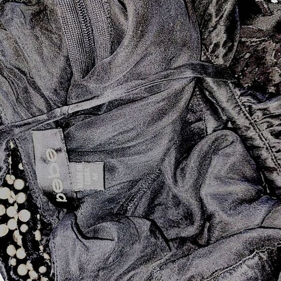 Bebe Black Silk gown Sz Medium Swiftie Burnt Velvet Print Maxi Dress Vtg Glamcor - Picture 11 of 15